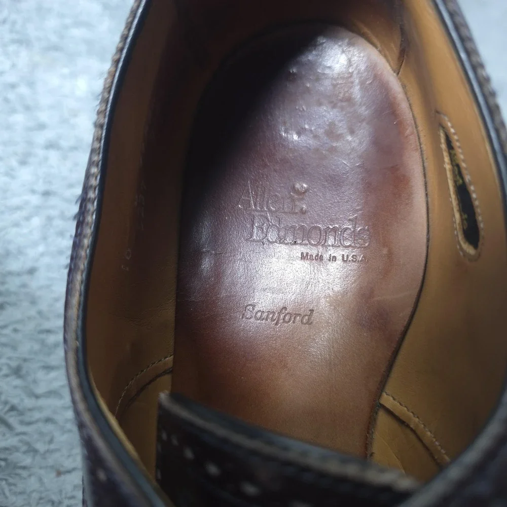 Allen Edmonds Sanford Shoes Mens Size 10 Brown Leather Cap Toe Oxford Dress